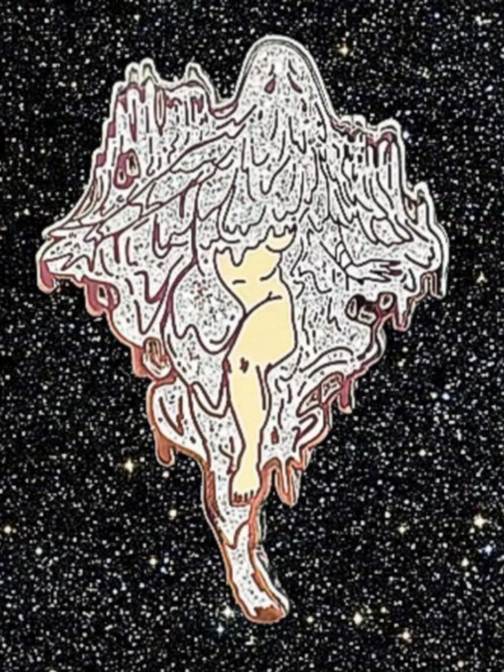The Ghost Glitter and Glow in the Dark Hard Enamel Pin Silver White Spirit